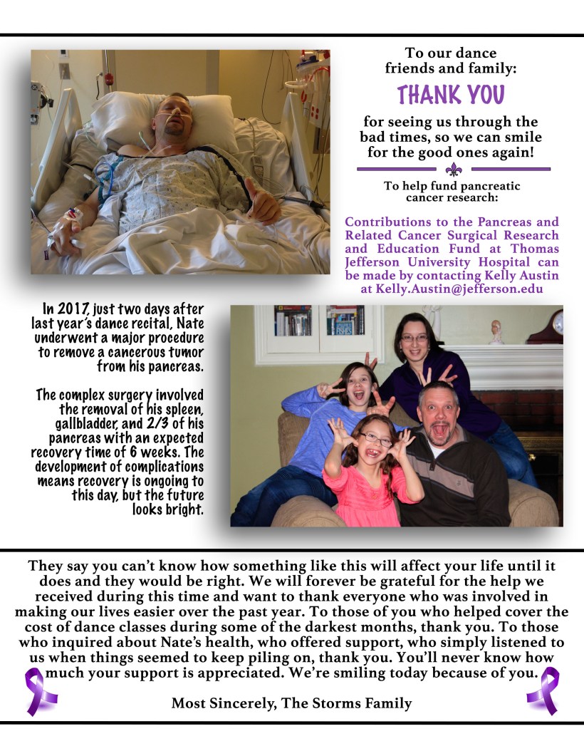 Storms full page program ad for Dance Centers