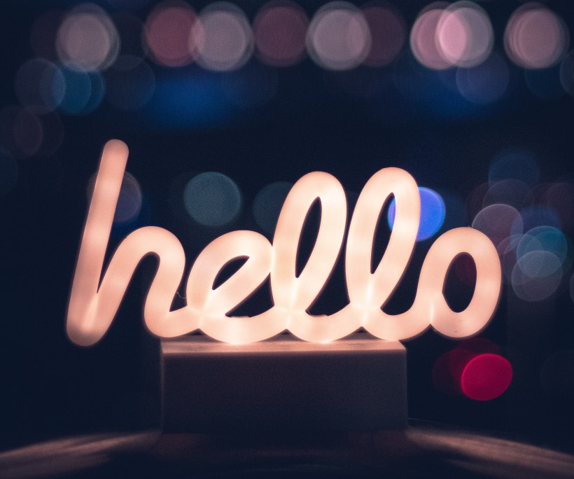 neon sign saying hello
